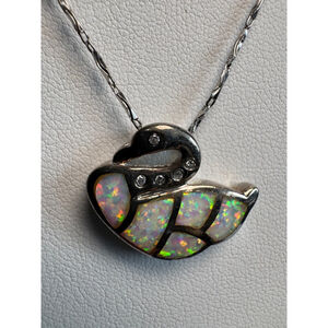 Women's Unbranded Swan 18” Necklace 925 sterling Silver opal inlaid segments